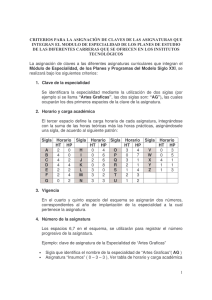 Criterios para Asignación de Claves Especialidades