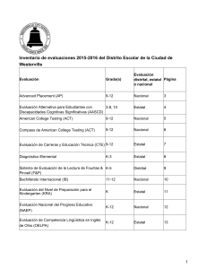 Inventario de evaluaciones 2015-2016 del Distrito Escolar de la