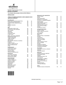 Page 1 of 1 Pediatric Neurosurgery Center Review of Systems