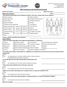 MRI Cuestionario del Historial del Paciente