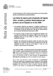 Las listas de espera para trasplante de hígado, riñón, corazón y