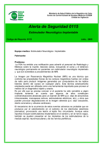 Alerta de Seguridad 0115 Estimulador Neurol&oacute;gico Implantable