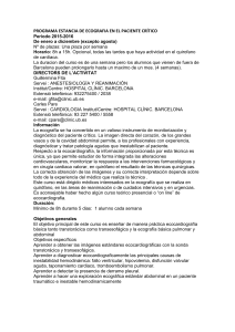 CURSO PR&Agrave;CTICO DE ECOGRAFIA EN EL PACIENTE CR&Iacute;TICO