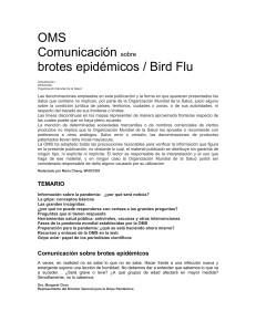 OMS Comunicación sobre brotes epidémicos / Bird Flu