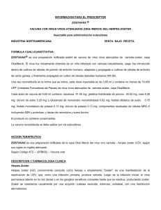 DEL HERPES ZOSTER Inyectable para admi