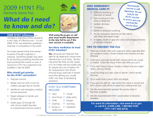 N.C. DHHS: 2009 H1N1 Flu (Swine Flu) – What do I need to know