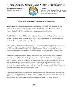 For Immediate Release - Orange County Mosquito and Vector
