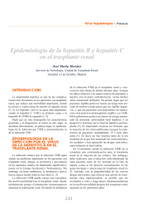 233 Epidemiología de la hepatitis B y hepatitis C en el trasplante renal