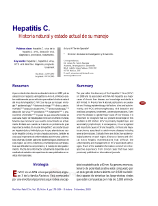 Hepatitis C. Historia natural y estado actual de su manejo