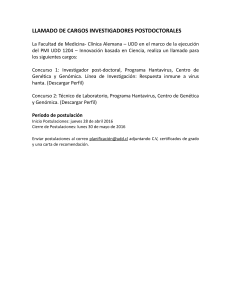 LLAMADO DE CARGOS INVESTIGADORES POSTDOCTORALES