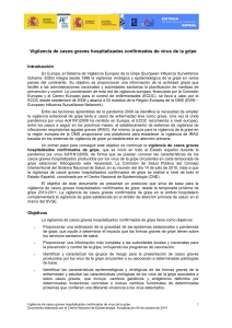 Vigilancia de casos graves confirmados de virus de la gripe