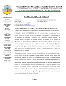 COMUNICADO DE PRENSA Coachella Valley Mosquito and Vector
