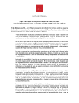 NOTA DE PRENSA Papa Francisco ofrece poco frente a la crisis del