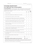 Screening Questionnaire for Child and Teen Immunization