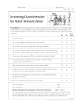 Screening Questionnaire for Adult Immunization