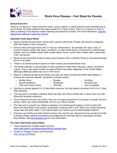 Ebola Virus Disease – Fact Sheet for Parents