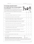 Screening Questionnaire for Immunizations