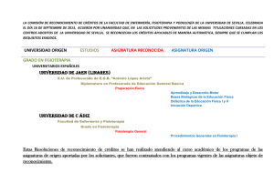 UNIVERSIDAD ORIGEN ESTUDIOS ASIGNATURA RECONOCIDA