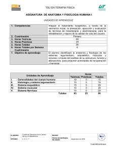 asignatura de anatomia y fisiologia humana i tsu en terapia fisica