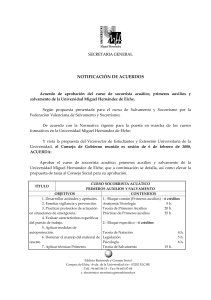 Curso de socorrismo - UMH - Universidad Miguel Hernández