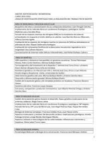 Líneas de investigación ofertadas para la realización del Trabajo