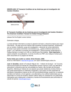 NEWSFLASH: El Transecto Cordillera de las Américas para la