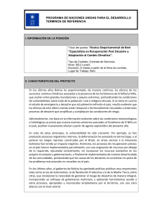 TDRS Tecnico Departamental Recuperacion Post Desastre BENI