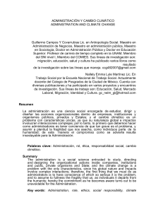 ADMINISTRACIÓN Y CAMBIO CLIMÁTICO ADMINISTRATION AND