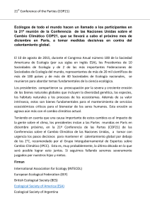 21 Conference of the Parties (COP21) Ec&oacute;logos de todo el mundo