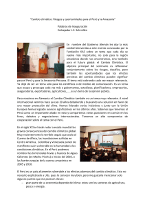 &ldquo;Cambio clim&aacute;tico: Riesgos y oportunidades para el Per&uacute; y la