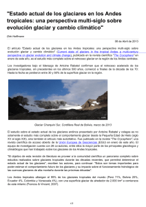 "Estado actual de los glaciares en los Andes tropicales: una
