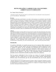 retos, desaf&iacute;os y saberes para los gestores ambientales en formaci&oacute;n