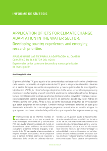 ApplIcAtIon of Icts for clImAte chAnge AdAptAtIon In the WAter sector: