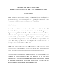 “Realizo la siguiente intervención en nombre de Argentina, Bolivia y