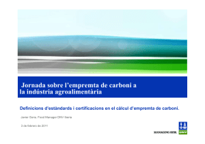 Jornada sobre l`empremta de carboni a p la ind&uacute;stria agroaliment&agrave;ria