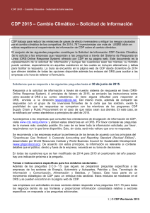 CDP 2015 &ndash; Cambio Clim&aacute;tico &ndash; Solicitud de Informaci&oacute;n