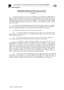 Procedimientos de registro de una actividad de proyecto propuesta