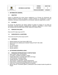 Fecha: Indique la fecha en que se elabora el informe