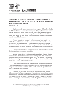 Mensaje del Dr. Joan Clos, Secretario General Adjunto - UN