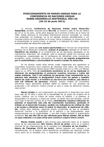 Posicionamiento de Manos Unidas previo a Rio+20