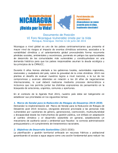 Documento de Posici&oacute;n VI Foro Nicaragua Vulnerable Unida por la