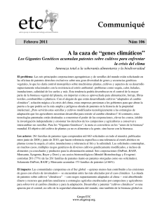 Communiqu&eacute; - ETC Group