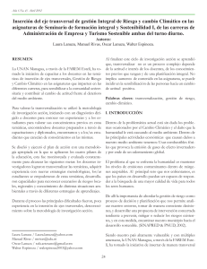 Inserci&oacute;n del eje transversal de gesti&oacute;n Integral de Riesgo y cambio