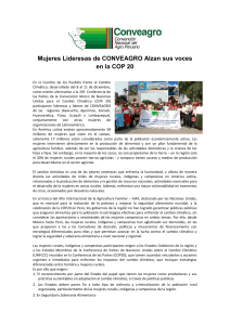 Mujeres Lideresas de CONVEAGRO Alzan sus voces en la COP 20
