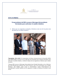 NOTA DE PRENSA Vicepresidente del BID reconoce