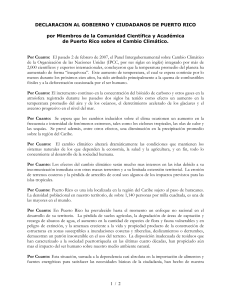 Declaración al Gobierno y Ciudadanos de Puerto Rico