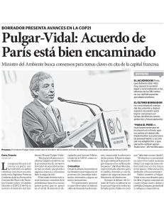 Pulgar-Vidal: Acuerdo de París está bien encaminado