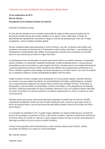 Traducción de la carta de Alejandro Sanz entregada