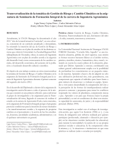 Transversalización de la temática de Gestión de Riesgo y Cambio