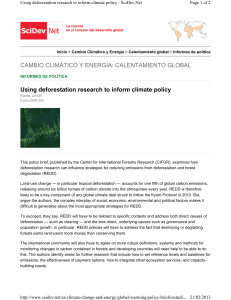 Using deforestation research to inform climate policy CAMBIO